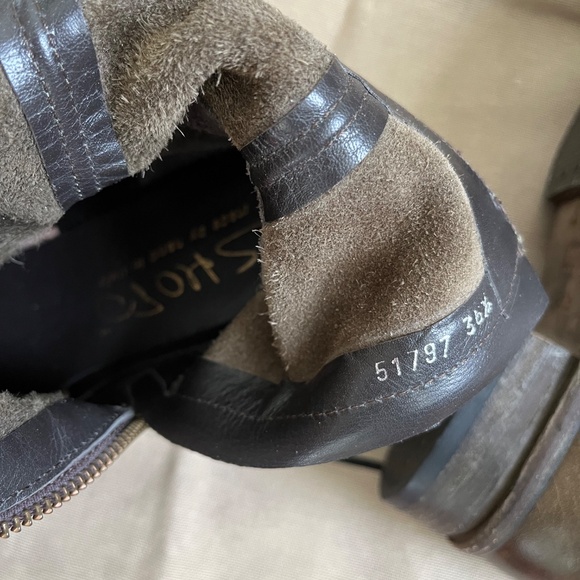 SHOTO Italian Brand Olive Square Toe Boots size 36.5 Perfect Condition - Picture 3 of 4